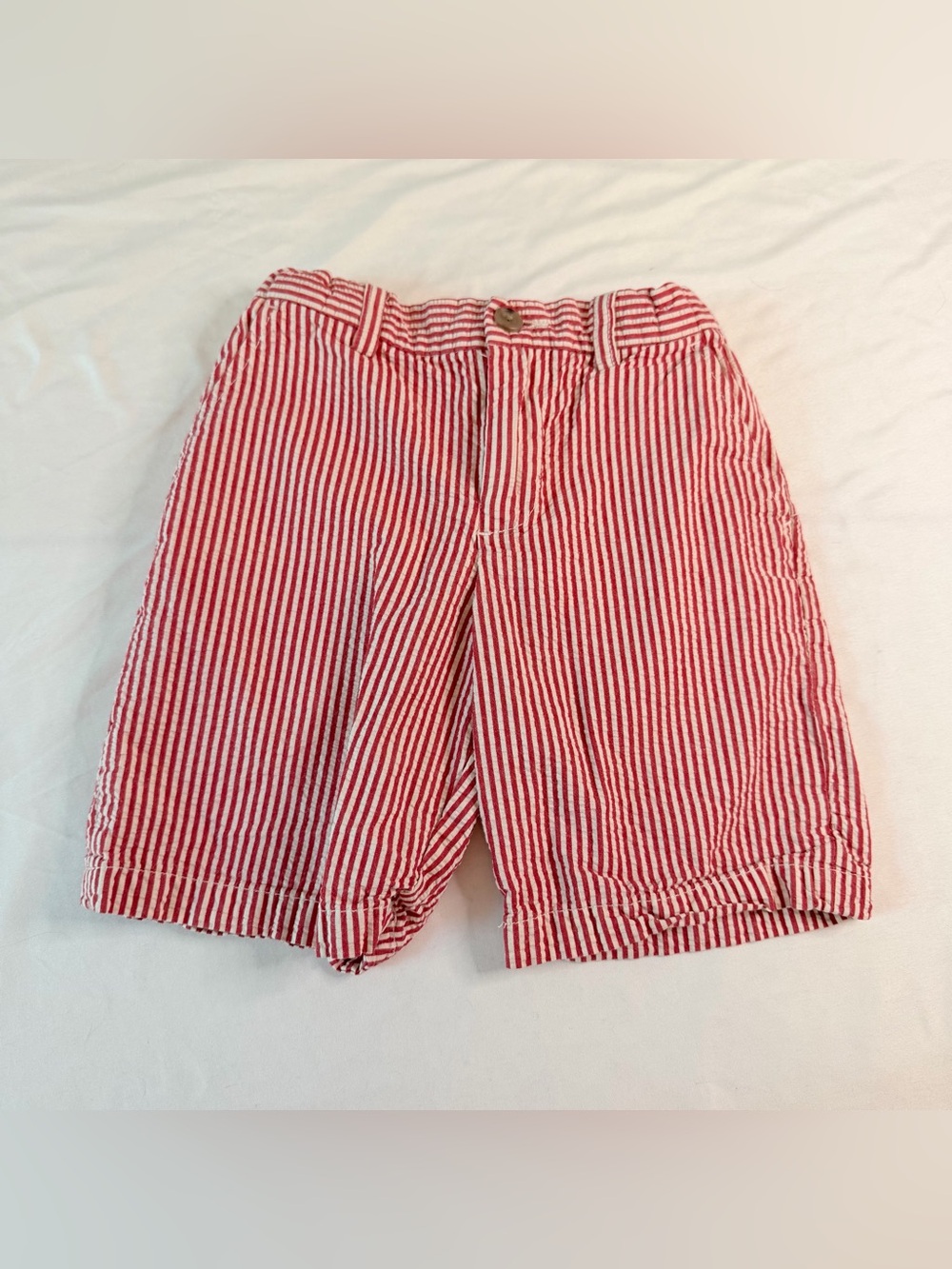 Polo Ralph Lauren Red White Striped Seersucker Shorts 6 Preppy Coastal Summer